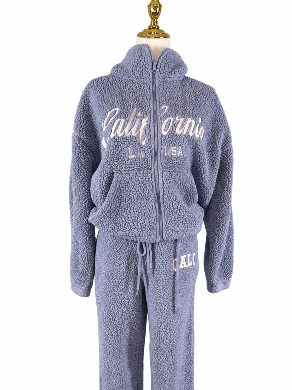 Madden Girl California Sherpa Fleece Zip Jacket M Periwinkle CALI USA